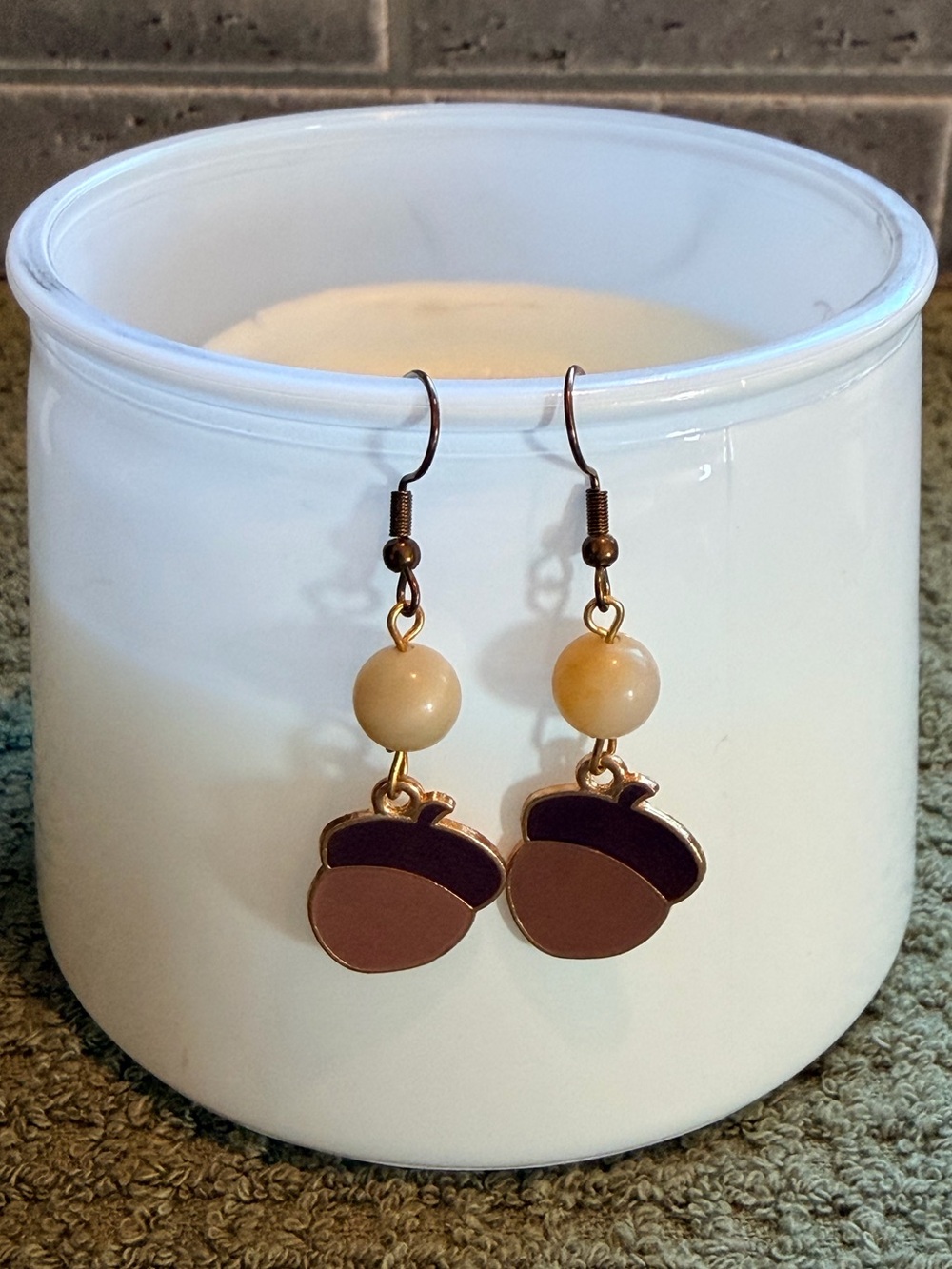 Jade Crystal Acorn Drop Earrings